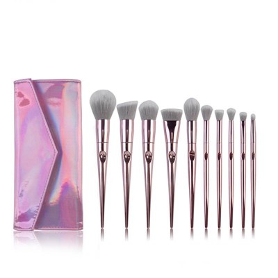 New Colorful Rainbow Eye Shadow Brush Beauty Tools 10 Pieces Diamond Makeup Brush Set