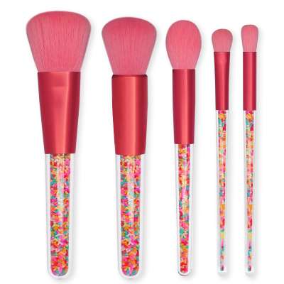 5pcs Makeup Brushes with Transparent Crystal Handle Bling Makeup Brush Set